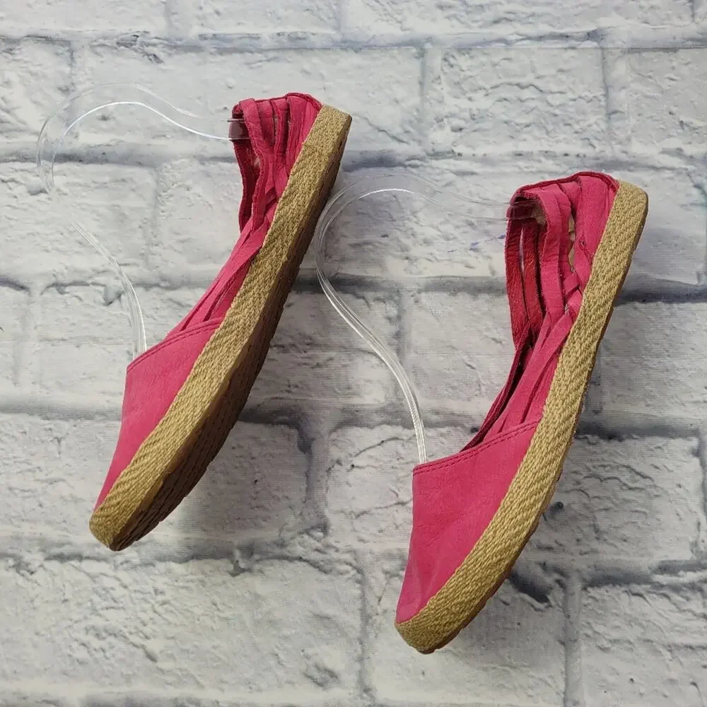 UGG Bright Barbiecore Pink Suede Tippie Espadrilles size 6